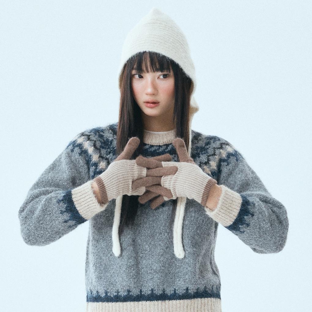 Перчатки двухсторонней вязки_MIAAGFV29C (AC)Melange Gray